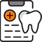 Cartoon medical clipboard with tooth in front of it